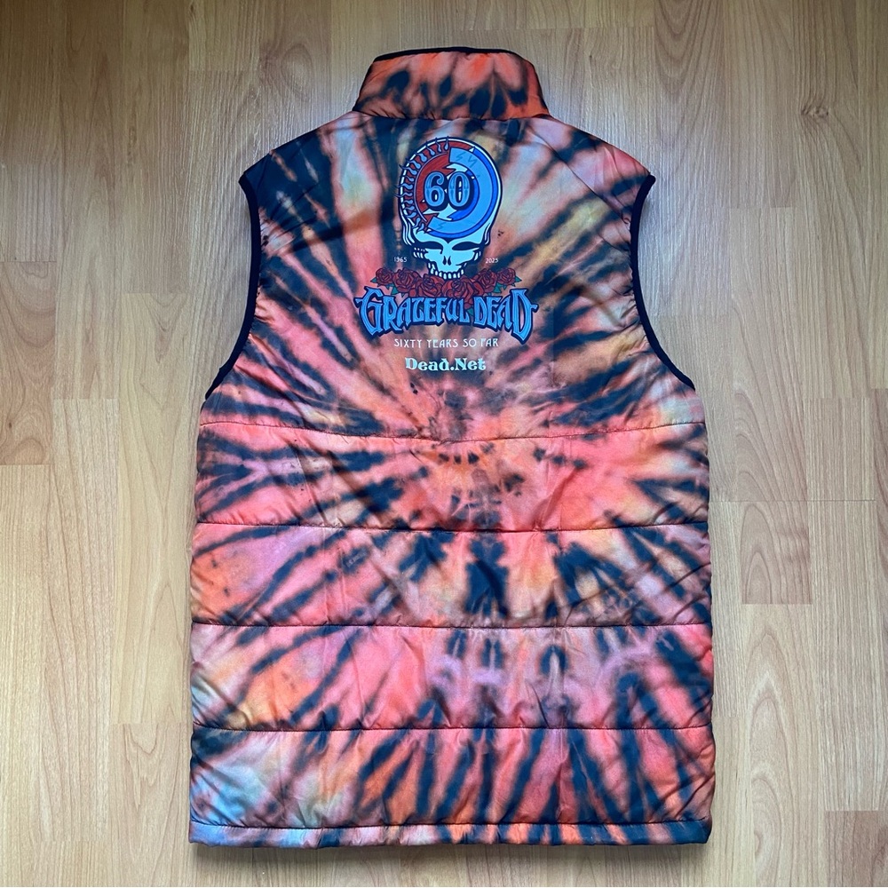 Grateful Dead & SF Giants Concert Logo Tie Dye Puffer Vest Men’s Small